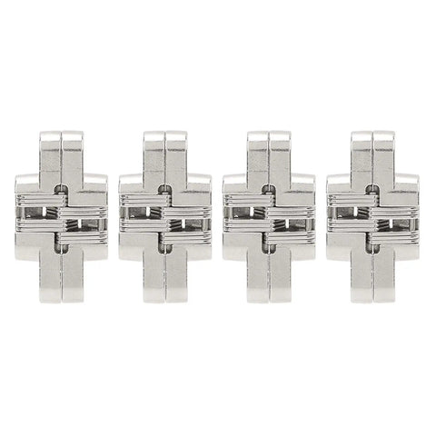 Mini Cross Hidden Hinge Set 4Pcs 43mm Zinc Alloy 180 Degree Swing Invisible Door Hinge For Jewelry Boxes Cabinets Folding Doors And DIY Projects With Beefy Durable Pro Grade Performance, front view