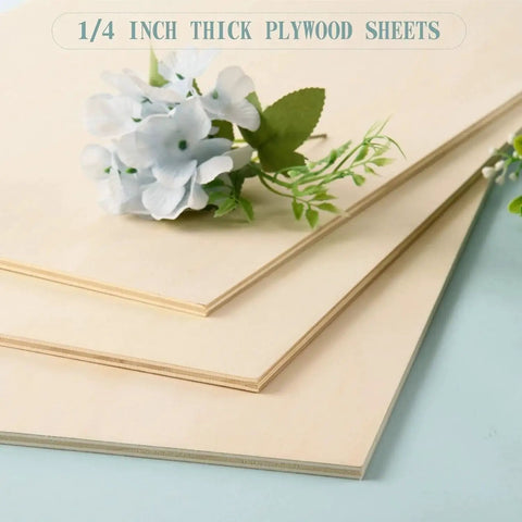 Stack of 1/4 inch thick plywood sheets with a flower, featuring smooth surfaces ideal for crafting and DIY projects.