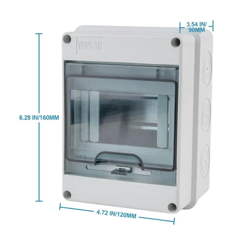 5 Way Circuit Breaker Box IP65 Weatherproof Distribution Enclosure With Din Rail ABS Plastic Cover for wall mount