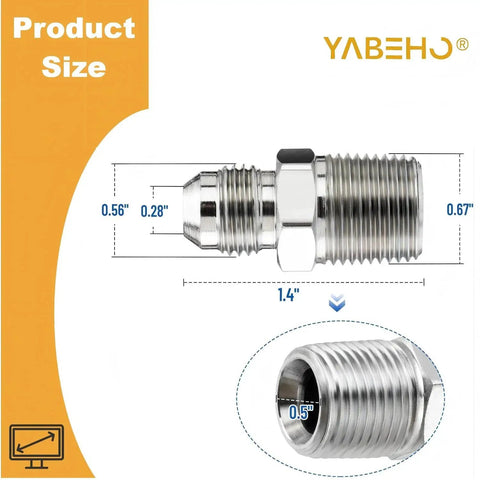 Two Pack Hydraulic Hose Fittings Three Eighths JIC 37 Degree Male To Three Eighths NPT Male Straight Tube Connectors With Protective Caps