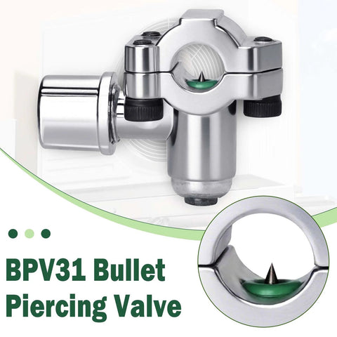 BPV31 Bullet Piercing Valve kit, zinc alloy, chrome finish, 2 pcs, for 1/4, 5/16, 3/8 in refrigerator tubing, Amazon