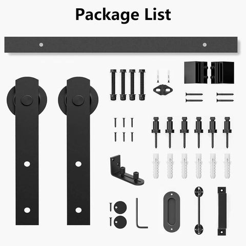 4Ft Sliding Barn Door Hardware Kit For 1 3 Eighths To 1 3 Fourths Inch Doors Heavy Duty Black I Shape Hangers and accessories