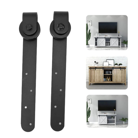 Rustic Barn Door Hardware Kit For Sliding Wooden Doors, Smooth Quiet Track System, showing rollers and wooden doors