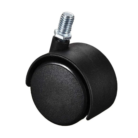 2 Inch Nylon Swivel Caster Wheel with M10 Threaded Stem 15mm Thread Length Twin Wheel Design, 38lb Capacity, Side View