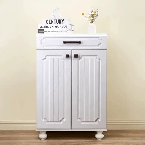 White cabinet with Oil Rubbed Bronze Square Cabinet Knobs Set Of 10 1.3 Inch Drawer Pulls For Cabinets And Furniture.