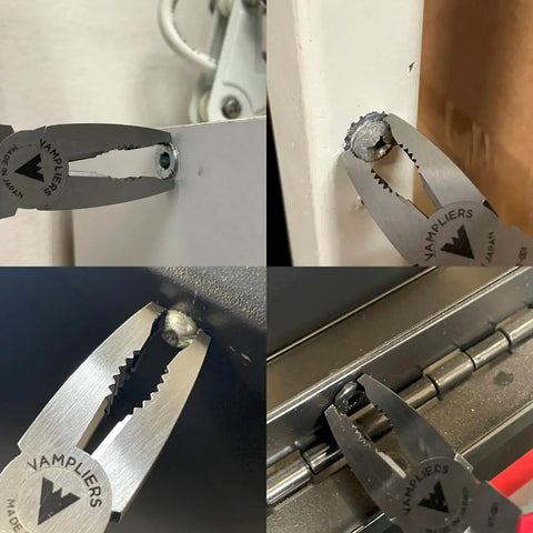 6.25 Inch Stripped Screw Extractor Pliers For Rusted Stuck And Damaged Screws And Fasteners Time Saving Professional Grade Tool Made In Japan Vampliers in use removing screws.