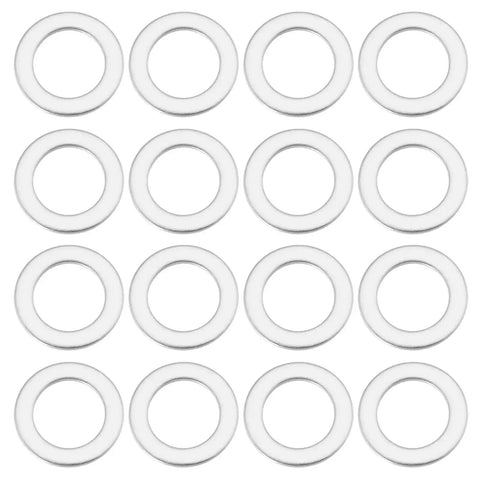 15 flat washers, 304 stainless steel, 10x16x1mm, part of 30Pcs Flat Washers 304 Stainless Steel 10x16x1mm Door Hinge Gaskets, seen in silver finish.