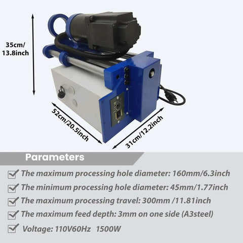 Pro Grade Portable Line Boring Machine For Excavators And Loaders With 110V 1500W Power Bore 45-160 Mm, side view of control handle