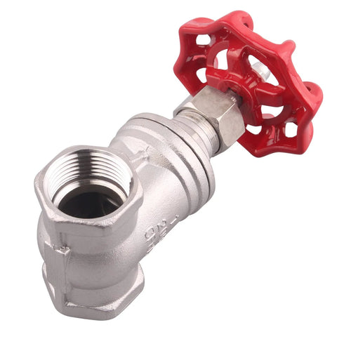 GOVALVE 2in stainless steel gate valve with red handwheel, female NPT threads