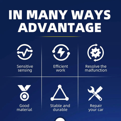 AT360574 speed sensor infographic on blue background showing six advantage icons