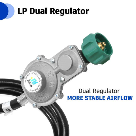 Two Stage Propane Regulator With 5 Foot Hose For Grills, RVs And Generators, GGC Dual Stage Regulator With QCC1 Type 1 Connector
