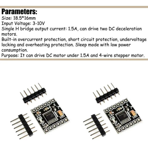 Dual H Bridge Motor Driver Module For DIY Robots, 1.5A Per Channel, DRV8833 Based, 3-10V DC Input, 5-pack
