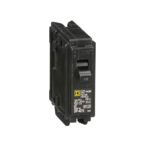 Homeline 15 Amp 120 Volt Plug In Circuit Breaker 1 Pole UL Listed 10kA Interrupting Capacity Standard Type 10 Pack