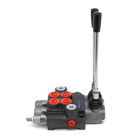 Two Spool Hydraulic Directional Control Valve For Double Acting Cylinders Heavy Duty Construction 11 GPM 3600 PSI SAE Port