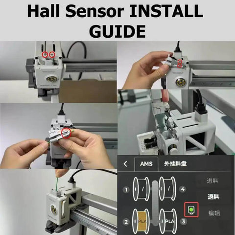 Hall sensor installation guide for 2-In-1 Filament Sensor And Filament Hub Replacement Kit for A1 Mini 3D Printer