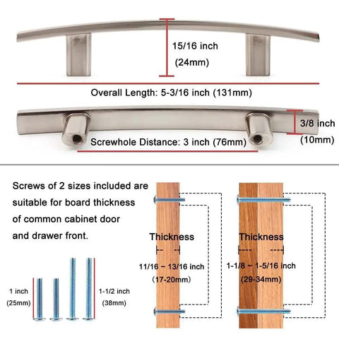 Diagram of 10 Pack 3 Inch Oil Rubbed Bronze Kitchen Cabinet Pulls With Smooth Rounded Edges Durable Solid Metal Hardware dimensions and screws.