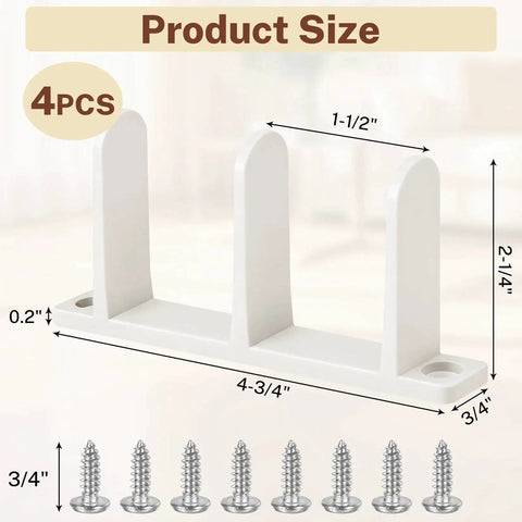 4 Pack Sliding Closet Door Floor Guides Universal White ABS Track Guides With Screws Fits One Three Eighths Inch Thick Doors