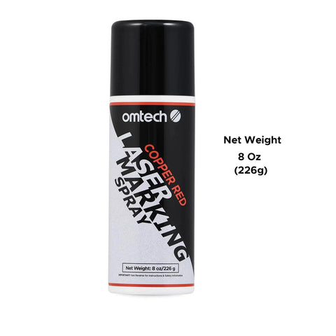 Red Laser Marking Spray For CO2 And Fiber Lasers 8oz High Contrast Permanent Marks On Bare Stainless Steel With 25W Plus Engravers Ideal For Precise Laser Engraving On Metal And Stainless Steel Projects, front view showing product label and net weight.