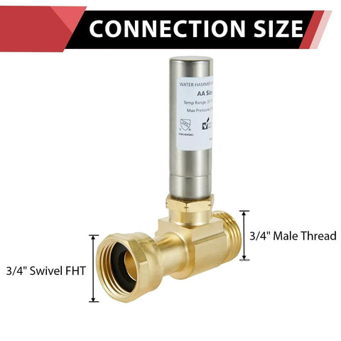 Pack Of 2 S241 Stainless Steel Water Hammer Arrestor For Washing Machine Supply Valves with 3/4 FHT and MHT connections
