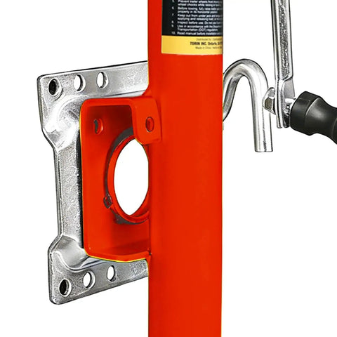 Close-up of 1000 Lb Trailer Tongue Jack With Wheel Bolt-On Adjustable 10.5 To 20.5 In, featuring mounting plate and handle.