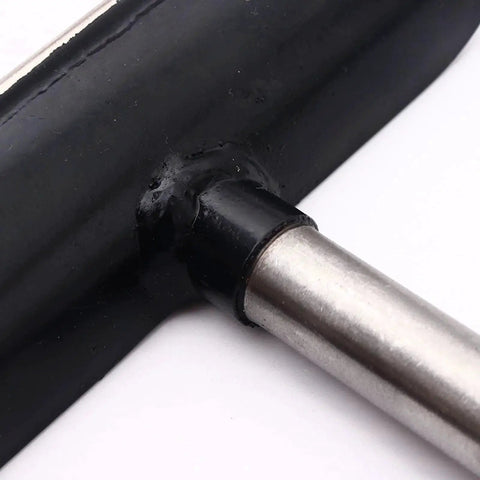 Close-up of 12 Inch Stainless Steel Lathe Tool Rest For Woodworking And Wood Turning, showing rust-resistant metal post and black support.