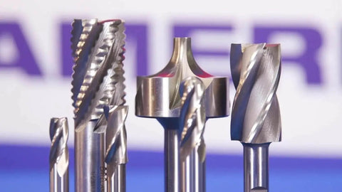 Assorted milling tools including High Speed Steel 2F Single End Mill 19/32 x 1/2 Bright Finish for precision milling and metalworking.