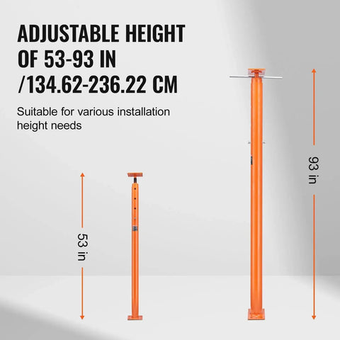 Heavy Duty Floor Jack Post Lift 53 To 93 Inch Adjustable Height 18000 Lbs shown at different heights