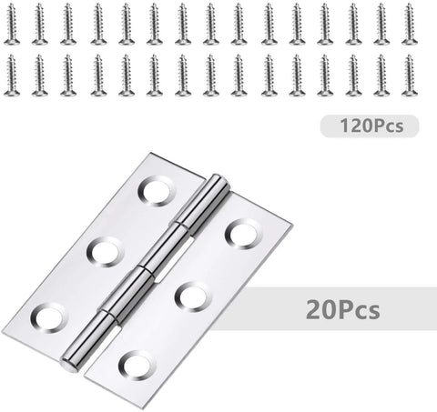 Stainless steel folding hinge for doors/windows, 2-inch size with 120 screws, Amazon brand