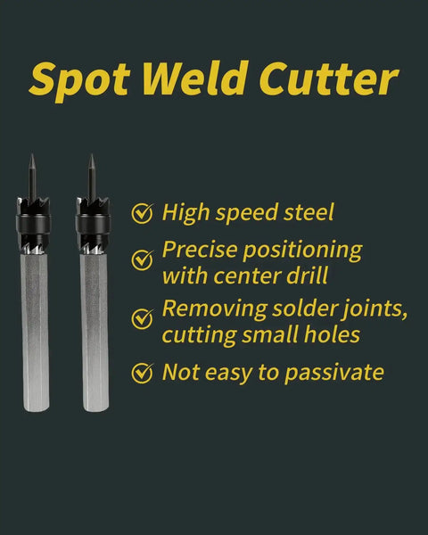 Heavy Duty Top Notch Double Sided Spot Weld Cutter Set, 13 Piece 3/8 And 5/16 Inch HSS Titanium Cobalt Drill Bits With Hex Shank