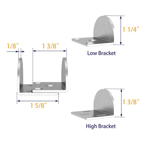 Sliding Barn Door Floor Guide Bottom Mounted U Shape Stainless Steel For Door Thickness 1 7 16 Inches To 1 13 16 Inches 2 Pack Half Round Floor Guide dimensions diagram