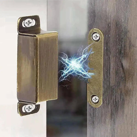 Heavy Duty Magnetic Cabinet Catches 2 Pack Holds Up To 15 Lbs Cupboard Door Magnets Stainless Steel bronze finish close-up