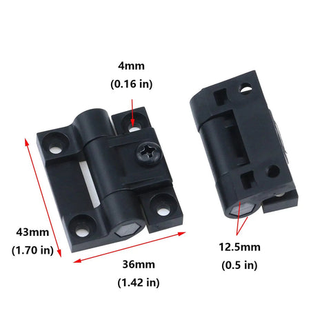Adjustable Torque Position Control Door Hinges 2 Pack Plastic Black 43mm x 36mm with 4 Countersunk Holes E6-10-301-20 Series