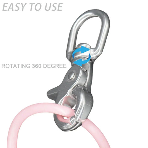 316 Stainless Steel Swivel Trigger Snap Hooks 2.65in Heavy Duty 130 Lb Clips shown with a 360-degree rotation feature.