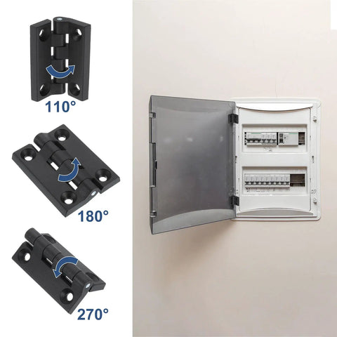Torque Hinges 2 Pack Nylon Adjustable Position Control Self Closing Hinges 103x82x11mm With 9mm Holes; angles shown