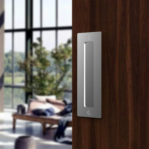 Installed 7 Inch Stainless Barn Door Finger Pull Set 2 Pack Heavy Duty Modern Invisible Handle With Flat Bottom For Easy Install