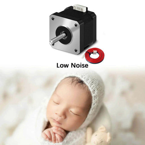 3pcs of Pack Nema 17 Stepper Motor, 17HS4401 2 Phase Step Motor Bipolar with 1.5A, 59.5oz.in torque and 1m cable, shown with baby sleeping.