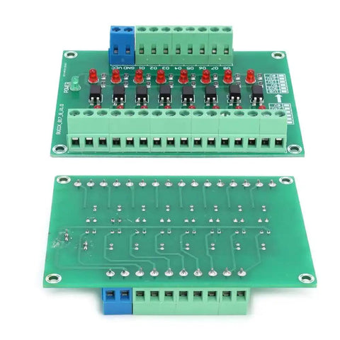 8 Channel Optical Isolation Module Workhorse 12 Volt To 3V3 Converter For PLCs with red LED indicators and green terminal blocks