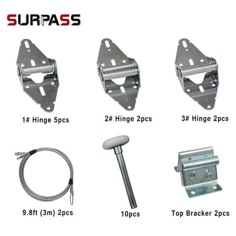 Heavy Duty Garage Door Hardware Kit With Nylon Roller Sealed Bearings Rust Resistant Galvanized Hinges And Top Bracket Plus Seven Foot Wire Rope For Seven Foot Doors Durable Long Lasting Low Maintenance