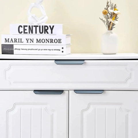 Five Pack 120mm Grey Cabinet Pulls With Matte Concealed Edge Design And Finger Friendly Tab Handles For Contemporary Furniture