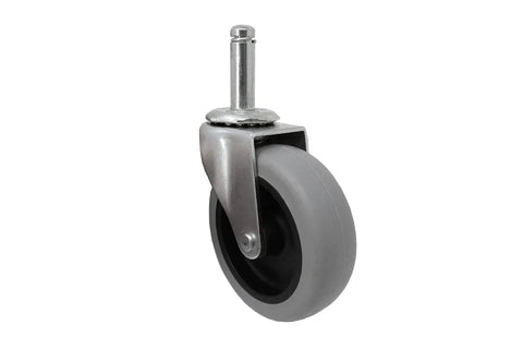 Front view of 3-Inch Swivel Stem Caster With Non-Marking TPR Rubber Wheel, 7/16-Inch Stem Diameter for furniture and equipment.
