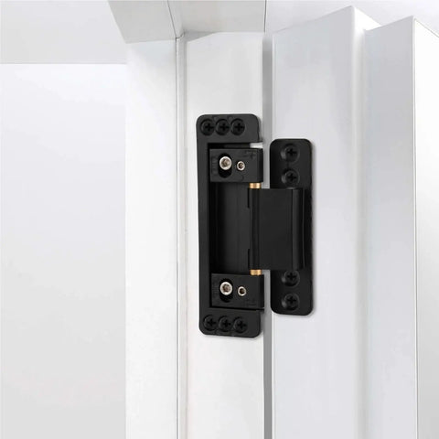 Hidden Door Hinges With Covers Zinc Alloy Heavy Duty Invisible Hinges For Secret Doors Adjustable Black Finish installed view