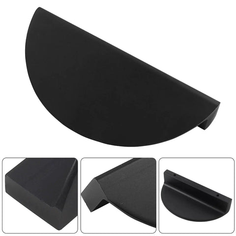 Black Solid Aluminum Half Moon Cabinet Pulls Set Of Four Semicircle Drawer Pulls 3.76 Inches Total Length With 2.5 Inch Center To Center