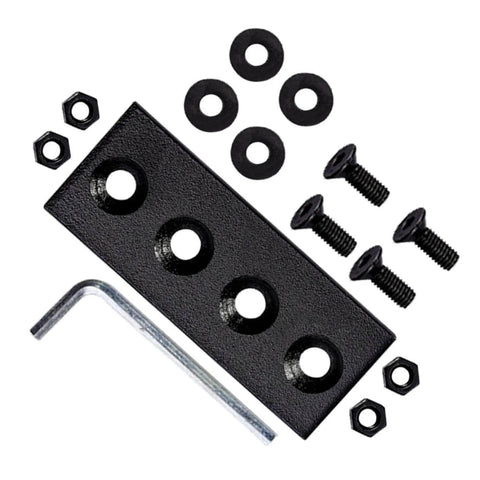 Two Sets Barn Door Track Stopper Connectors with Four Hole Flat Mending Plates for Track Rail Carbon Steel Brackets