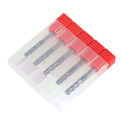 Five Pack Three Sixteenth Inch Four Flute Carbide End Mills Square Nose End Mill Bits For CNC with TiAlN Coated Solid Carbide