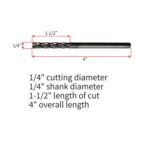 Extra Long 0.25 Inch Carbide End Mill Pro Grade For Heavy Duty Milling, 4 Flute Solid Carbide Square End Mill With AlTiN Coating