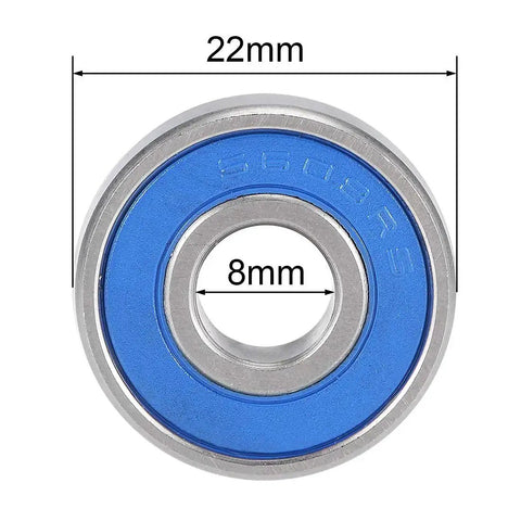 Deep Groove Ball Bearing S608-2RS 8mm x 22mm x 7mm Double Sealed 440C Stainless Steel front view showing dimensions