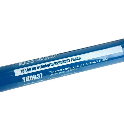 Heavy Duty Hydraulic Knockout Punch Driver For Electrical Conduit Holes, 13 Ton Capacity, product label close-up