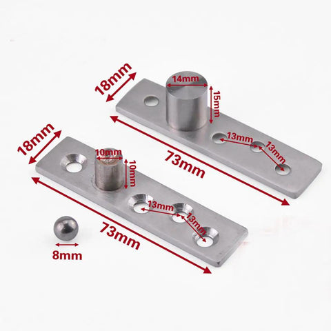 360 Degree Stainless Steel Concealing Hinges 2 Pack Eccentric Shaft Pivot Hinges For Doors With 360 Rotation measurements visible