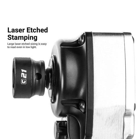 Side view of Eleven Millimeter Stubby Impact Socket With Three Eighths Inch Drive Six Point Metric Twenty Percent Shorter