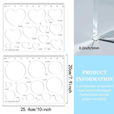 Two Piece 15 In One Acrylic Router Templates For Woodworking With Heart Inlay Template And Circle Template Jig